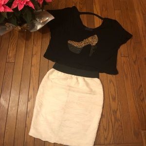 Charlotte Russe Stardust skirt w/black cropped top